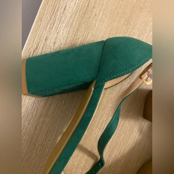 Women’s Green Block Heel Open-Toe Sandals W/ Ankle Strap Size 8 - Picture 10 of 13